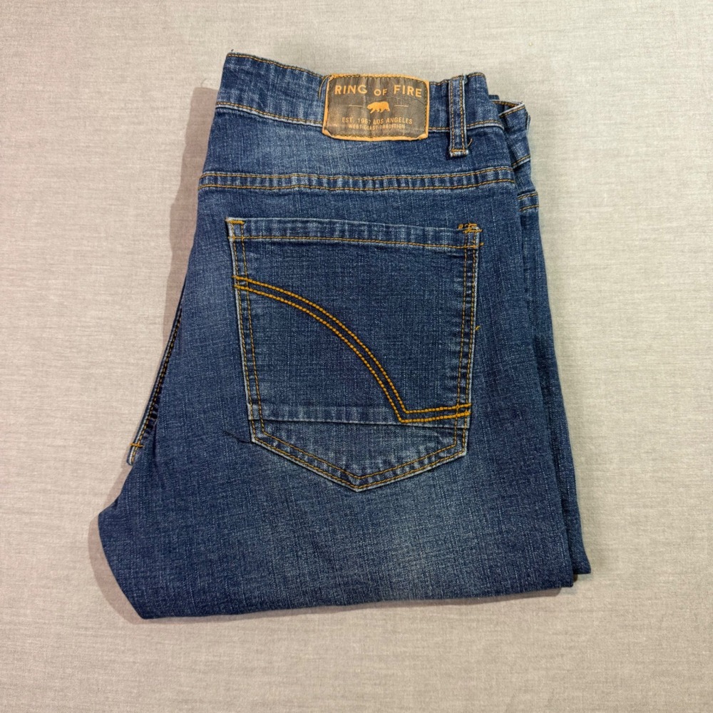 Ring of Fire Slim Jeans Mens 32x30 Blue Excellent‎ Distressed Denim